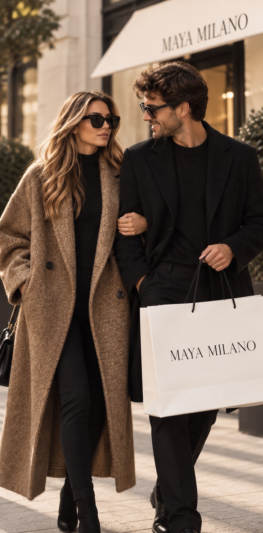 Pareja con abrigos largos MAYA MILANO
